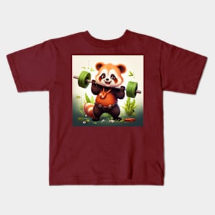 Gym red panda Kids T-Shirt